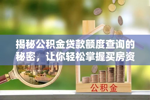 古塔揭秘公积金贷款额度查询的秘密，让你轻松掌握买房资金规划